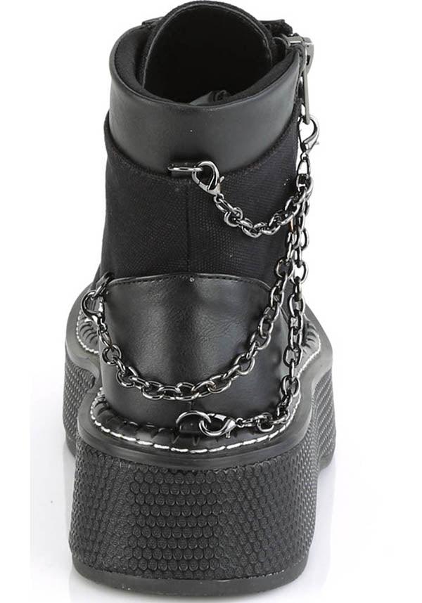EMILY-114 [Black] | BOOTS [IN STOCK] - Beserk - all, aug20, black, boot, boots, boots [in stock], chain, clickfrenzy15-2023, cosplay, demonia, demonia shoes, discountapp, dm18082022, faux leather, fp, goth, gothic, in stock, instock, labelinstock, labelvegan, leather, leather look, platform, platform boots, platforms, platforms [in stock], pleaserimageupdated, pleaserrestock, pleather, punk, shoe, shoes, techwear, vegan, winter