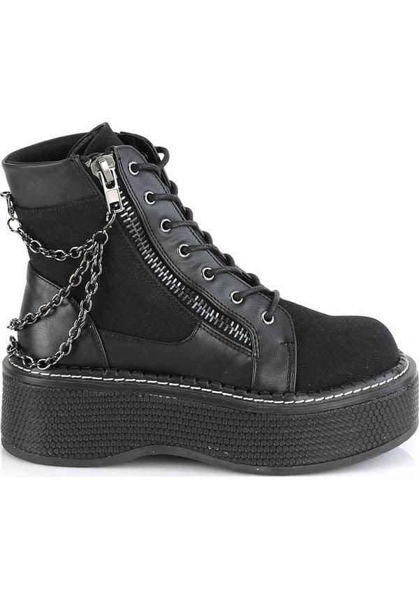 EMILY-114 [Black] | BOOTS [IN STOCK] - Beserk - all, aug20, black, boot, boots, boots [in stock], chain, clickfrenzy15-2023, cosplay, demonia, demonia shoes, discountapp, dm18082022, faux leather, fp, goth, gothic, in stock, instock, labelinstock, labelvegan, leather, leather look, platform, platform boots, platforms, platforms [in stock], pleaserimageupdated, pleaserrestock, pleather, punk, shoe, shoes, techwear, vegan, winter