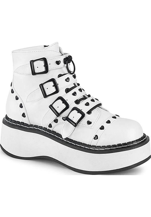 EMILY-315 [White] | BOOTS [PREORDER] - Beserk - all, black, boots, boots [preorder], clickfrenzy15-2023, demonia, demonia shoes, discountapp, fp, goth, jan20, labelpreorder, labelvegan, platform, platform boots, platforms, platforms [preorder], pleaserimageupdated, ppo, preorder, shoes, vegan, white