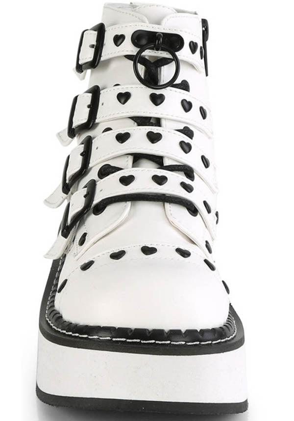 EMILY-315 [White] | BOOTS [PREORDER] - Beserk - all, black, boots, boots [preorder], clickfrenzy15-2023, demonia, demonia shoes, discountapp, fp, goth, jan20, labelpreorder, labelvegan, platform, platform boots, platforms, platforms [preorder], pleaserimageupdated, ppo, preorder, shoes, vegan, white
