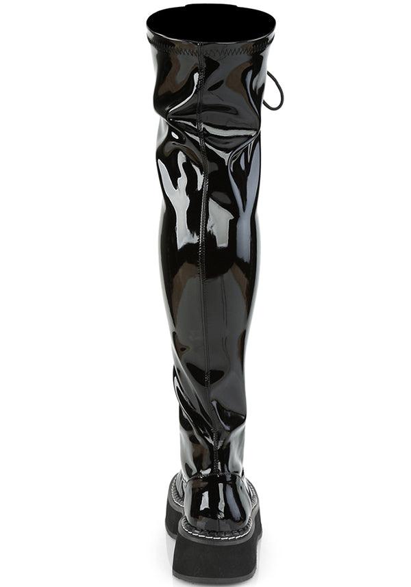 EMILY-375 [Black Patent] | BOOTS [PREORDER] - Beserk - all, black, boot, boots, boots [preorder], clickfrenzy15-2023, demonia, demonia shoes, discountapp, fp, goth, gothic, knee high, labelpreorder, labelvegan, long, long boots, may19, patent, pleaserimageupdated, ppo, preorder, shiny, shoes, thigh high, vegan
