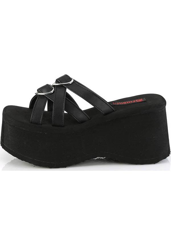 FUNN-15 [Black] | PLATFORMS [PREORDER] - Beserk - all, black, clickfrenzy15-2023, demonia, demonia shoes, discountapp, fp, labelpreorder, labelvegan, platforms, platforms [preorder], pool slides and slip ons, ppo, preorder, sandals, shoes, vegan
