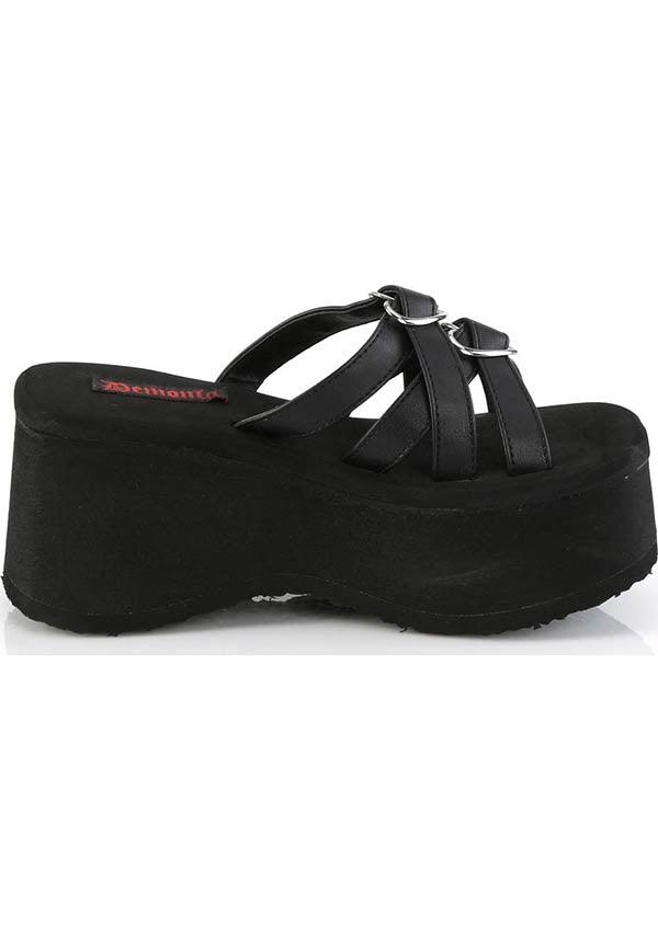 FUNN-15 [Black] | PLATFORMS [PREORDER] - Beserk - all, black, clickfrenzy15-2023, demonia, demonia shoes, discountapp, fp, labelpreorder, labelvegan, platforms, platforms [preorder], pool slides and slip ons, ppo, preorder, sandals, shoes, vegan