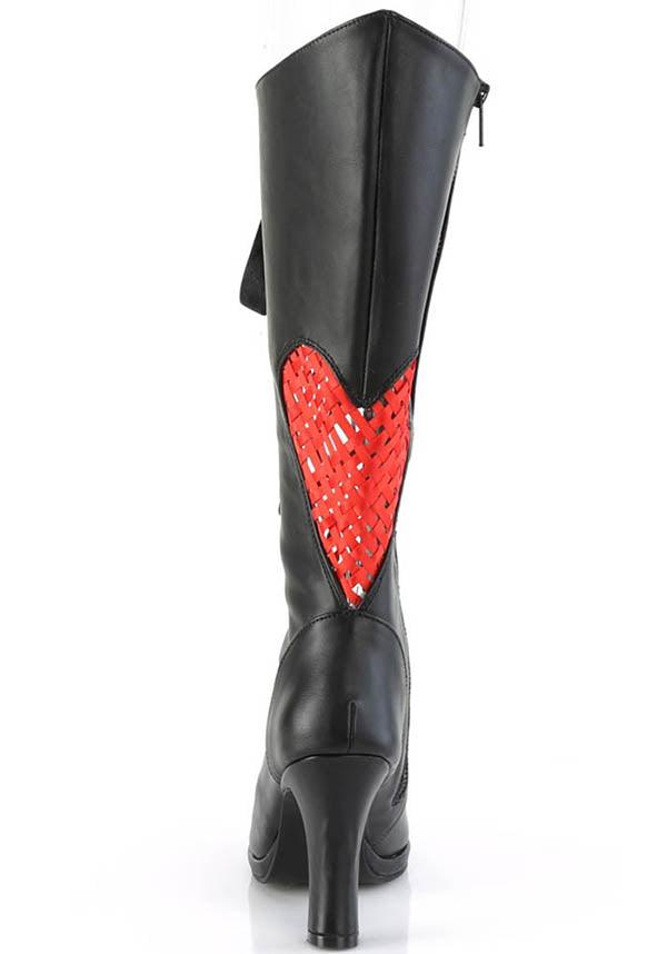 GLAM-243 [Black] | HEELS [PREORDER] - Beserk - all, boots, boots [preorder], clickfrenzy15-2023, demonia, demonia shoes, discountapp, fp, heart, heart shape, heeled boots, heels, heels [preorder], labelpreorder, labelvegan, long boots, love heart, ppo, preorder, shoes, valentines, valentines day, vegan