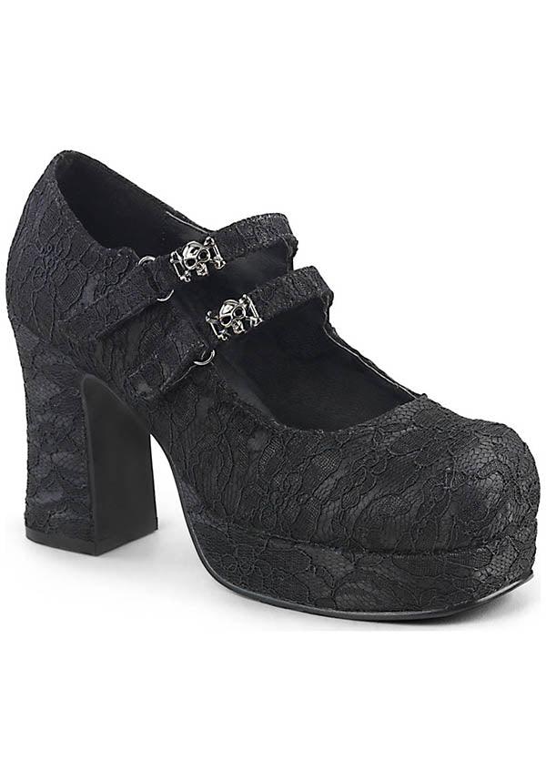 GOTHIKA-09 [Black Lace] | PLATFORM HEELS [PREORDER] - Beserk - all, black, clickfrenzy15-2023, demonia, demonia shoes, discountapp, fp, goth, gothic, halloween, heels, heels [preorder], jun18, labelpreorder, labelvegan, lace, lolita, mary jane, mary janes, platforms, platforms [preorder], pleaserimageupdated, ppo, preorder, pricematched, shoes, skull, skulls, vegan