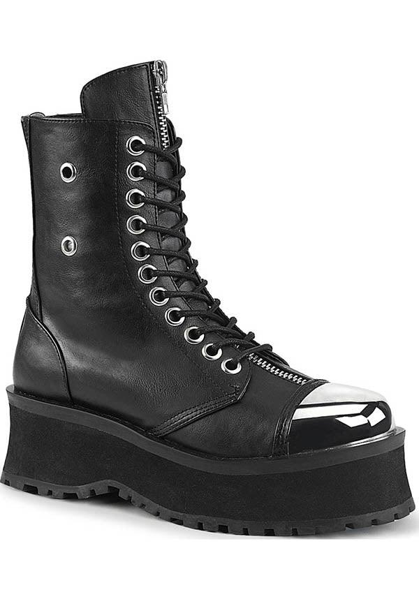 GRAVEDIGGER-10 [Black] | BOOTS [PREORDER] - Beserk - all, black, boots, boots [preorder], clickfrenzy15-2023, dec17, demonia, demonia shoes, discountapp, fp, labelpreorder, labelvegan, platforms, platforms [preorder], pleaserimageupdated, ppo, preorder, shoes, techwear, toe cap, vegan