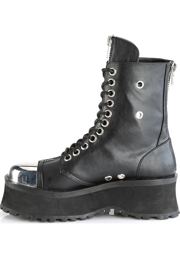 GRAVEDIGGER-10 [Black] | BOOTS [PREORDER] - Beserk - all, black, boots, boots [preorder], clickfrenzy15-2023, dec17, demonia, demonia shoes, discountapp, fp, labelpreorder, labelvegan, platforms, platforms [preorder], pleaserimageupdated, ppo, preorder, shoes, techwear, toe cap, vegan
