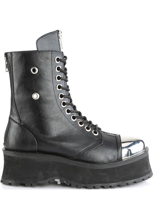GRAVEDIGGER-10 [Black] | BOOTS [PREORDER] - Beserk - all, black, boots, boots [preorder], clickfrenzy15-2023, dec17, demonia, demonia shoes, discountapp, fp, labelpreorder, labelvegan, platforms, platforms [preorder], pleaserimageupdated, ppo, preorder, shoes, techwear, toe cap, vegan