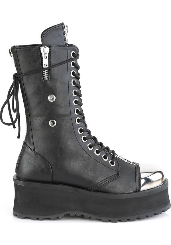 GRAVEDIGGER-14 [Black] | BOOTS [PREORDER] - Beserk - all, black, boot, boots, boots [preorder], clickfrenzy15-2023, demonia, demonia shoes, discountapp, fp, goth, gothic, grunge, jul19, labelpreorder, labelvegan, mens shoes, mid calf boots, platform, platform boots, platforms, platforms [preorder], pleaserimageupdated, ppo, preorder, punk, shoes, steel cap, techwear, vegan