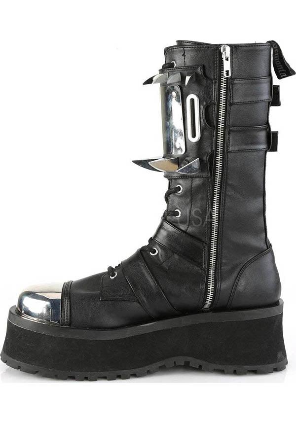 GRAVEDIGGER-250 [Black] | BOOTS [PREORDER] - Beserk - all, black, boots, boots [preorder], clickfrenzy15-2023, demonia, demonia shoes, discountapp, fp, jun18, labelpreorder, labelvegan, pleaserimageupdated, ppo, preorder, shoes, silver, spike, spiked, spiked shoe, spikes, spikey, techwear, toe cap, vegan