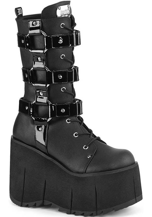 KERA-110 [Black] | PLATFORM BOOTS [IN STOCK] - Beserk - all, apr22, black, boots, boots [in stock], clickfrenzy15-2023, demonia, demonia shoes, discountapp, dm18082022, fp, in stock, instock, labelinstock, labelvegan, mid calf boots, platform boots, platforms, platforms [in stock], pleaserrestock, punk, R100422, shoes, vegan, winter