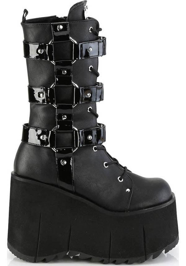 KERA-110 [Black] | PLATFORM BOOTS [PREORDER] - Beserk - all, black, boots, boots [preorder], clickfrenzy15-2023, demonia, demonia shoes, discountapp, fp, labelpreorder, labelvegan, mid calf boots, platform boots, platforms, platforms [preorder], ppo, preorder, shoes, vegan