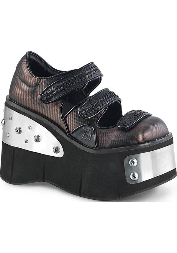 KERA-13 [Black/Pewter] | PLATFORMS [PREORDER] - Beserk - all, black, bronze, brown, clickfrenzy15-2023, demonia, demonia shoes, discountapp, flats, flats [preorder], fp, goth, gothic, grunge, labelpreorder, labelvegan, metal, oct18, platform, platforms, platforms [preorder], pleaserimageupdated, ppo, preorder, punk, shoes, silver, vegan