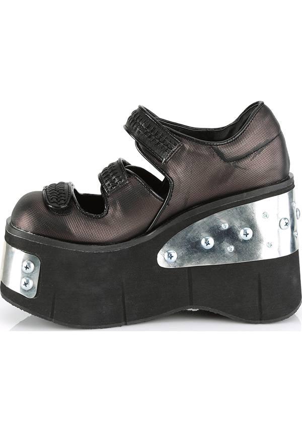 KERA-13 [Black/Pewter] | PLATFORMS [PREORDER] - Beserk - all, black, bronze, brown, clickfrenzy15-2023, demonia, demonia shoes, discountapp, flats, flats [preorder], fp, goth, gothic, grunge, labelpreorder, labelvegan, metal, oct18, platform, platforms, platforms [preorder], pleaserimageupdated, ppo, preorder, punk, shoes, silver, vegan
