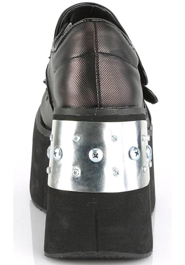 KERA-13 [Black/Pewter] | PLATFORMS [PREORDER] - Beserk - all, black, bronze, brown, clickfrenzy15-2023, demonia, demonia shoes, discountapp, flats, flats [preorder], fp, goth, gothic, grunge, labelpreorder, labelvegan, metal, oct18, platform, platforms, platforms [preorder], pleaserimageupdated, ppo, preorder, punk, shoes, silver, vegan