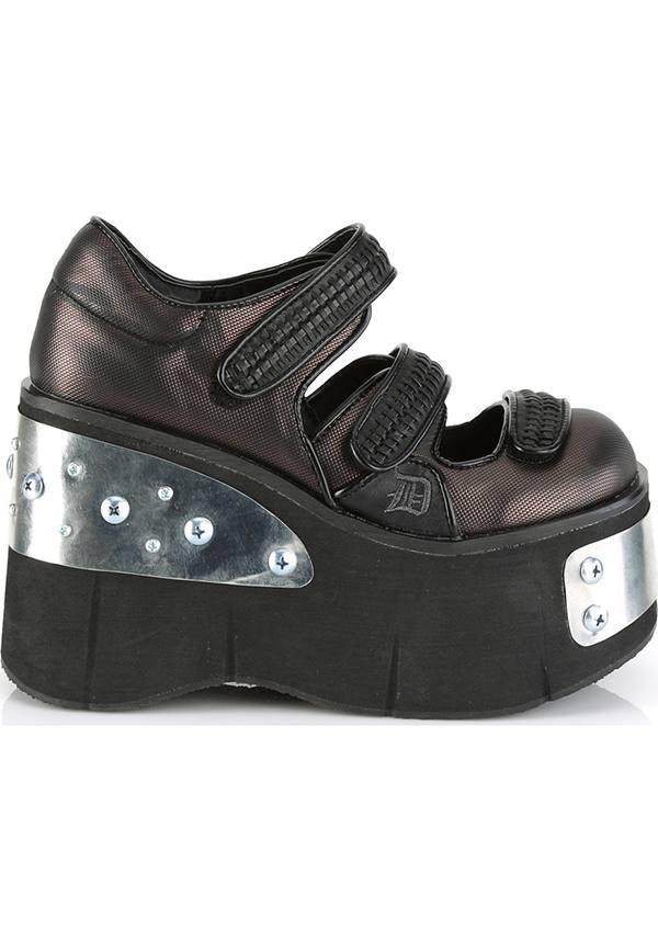 KERA-13 [Black/Pewter] | PLATFORMS [PREORDER] - Beserk - all, black, bronze, brown, clickfrenzy15-2023, demonia, demonia shoes, discountapp, flats, flats [preorder], fp, goth, gothic, grunge, labelpreorder, labelvegan, metal, oct18, platform, platforms, platforms [preorder], pleaserimageupdated, ppo, preorder, punk, shoes, silver, vegan