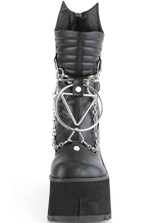 KERA-130 [Black] | PLATFORM BOOTS [PREORDER] - Beserk - all, all ladies, black, boots, boots [preorder], chains, clickfrenzy15-2023, demonia, demonia shoes, discountapp, fp, goth, gothic, labelpreorder, labelvegan, ladies, mid calf boots, platform, platform boots, platforms, platforms [preorder], ppo, preorder, shoes, vegan