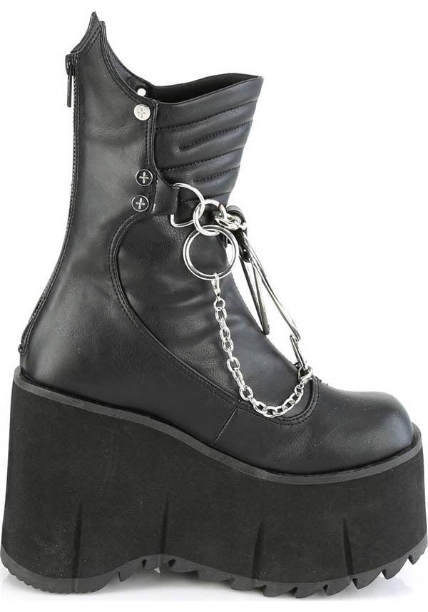 KERA-130 [Black] | PLATFORM BOOTS [PREORDER] - Beserk - all, all ladies, black, boots, boots [preorder], chains, clickfrenzy15-2023, demonia, demonia shoes, discountapp, fp, goth, gothic, labelpreorder, labelvegan, ladies, mid calf boots, platform, platform boots, platforms, platforms [preorder], ppo, preorder, shoes, vegan