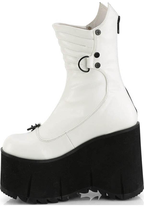 KERA-130 [White] | PLATFORM BOOTS [PREORDER] - Beserk - all, all ladies, boots, boots [preorder], chain, clickfrenzy15-2023, demonia, demonia shoes, discountapp, fp, goth, gothic, labelpreorder, labelvegan, ladies, pastel goth, platform, platform boots, platforms, platforms [preorder], ppo, preorder, shoes, vegan, white