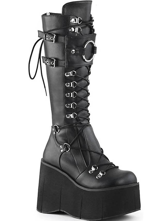 KERA-200 [Black] | PLATFORM BOOTS [PREORDER] - Beserk - all, black, boots, boots [preorder], clickfrenzy15-2023, demonia, discountapp, fp, goth, gothic, jun18, labelpreorder, labelvegan, ladies, platforms, platforms [preorder], ppo, preorder, shoes, techwear, vegan