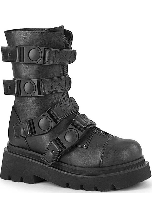 RENEGADE-55 [Black] | BOOTS [PREORDER] - Beserk - all, all ladies, ankle boots, black, boots, boots [preorder], buckle, buckle up, buckles, clickfrenzy15-2023, combat boots, discountapp, fp, goth, gothic, labelpreorder, labelvegan, ladies, ppo, preorder, shoes, vegan