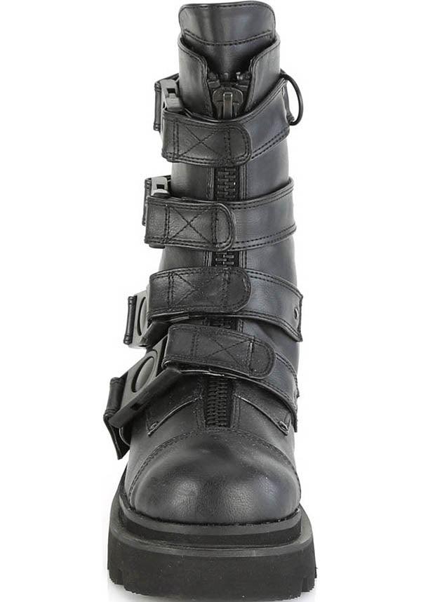 RENEGADE-55 [Black] | BOOTS [PREORDER] - Beserk - all, all ladies, ankle boots, black, boots, boots [preorder], buckle, buckle up, buckles, clickfrenzy15-2023, combat boots, discountapp, fp, goth, gothic, labelpreorder, labelvegan, ladies, ppo, preorder, shoes, vegan