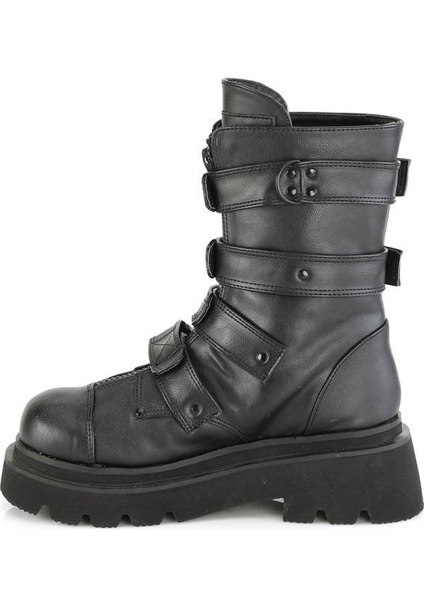 RENEGADE-55 [Black] | BOOTS [PREORDER] - Beserk - all, all ladies, ankle boots, black, boots, boots [preorder], buckle, buckle up, buckles, clickfrenzy15-2023, combat boots, discountapp, fp, goth, gothic, labelpreorder, labelvegan, ladies, ppo, preorder, shoes, vegan