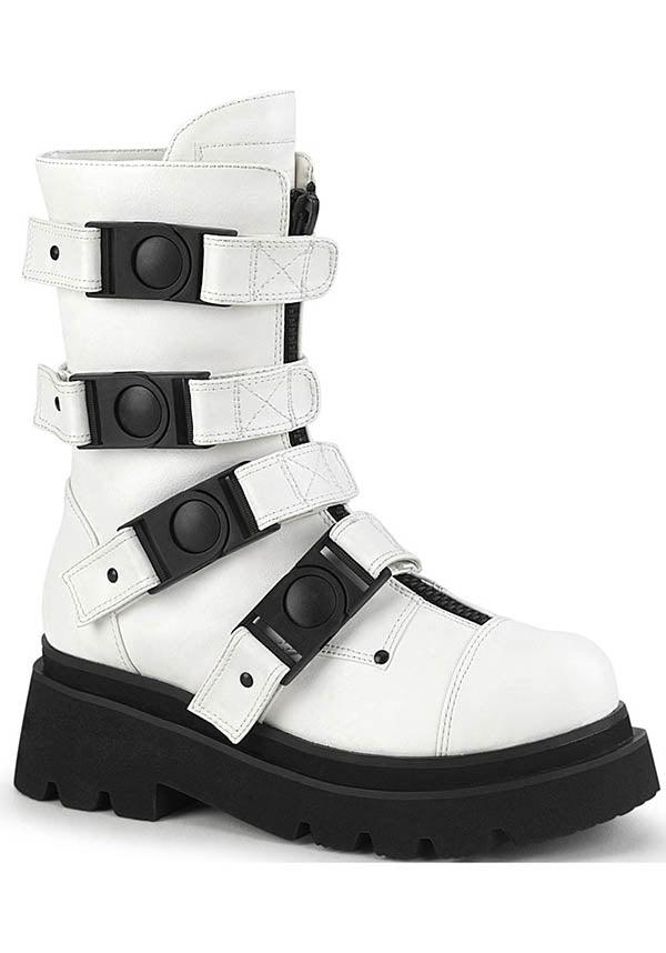 RENEGADE-55 [White] | BOOTS [PREORDER] - Beserk - all, all ladies, boot, boots, boots [preorder], clickfrenzy15-2023, demonia, demonia shoes, discountapp, fp, goth, gothic, labelpreorder, labelvegan, ladies, long boots, mid calf boots, ppo, preorder, shoes, vegan, white