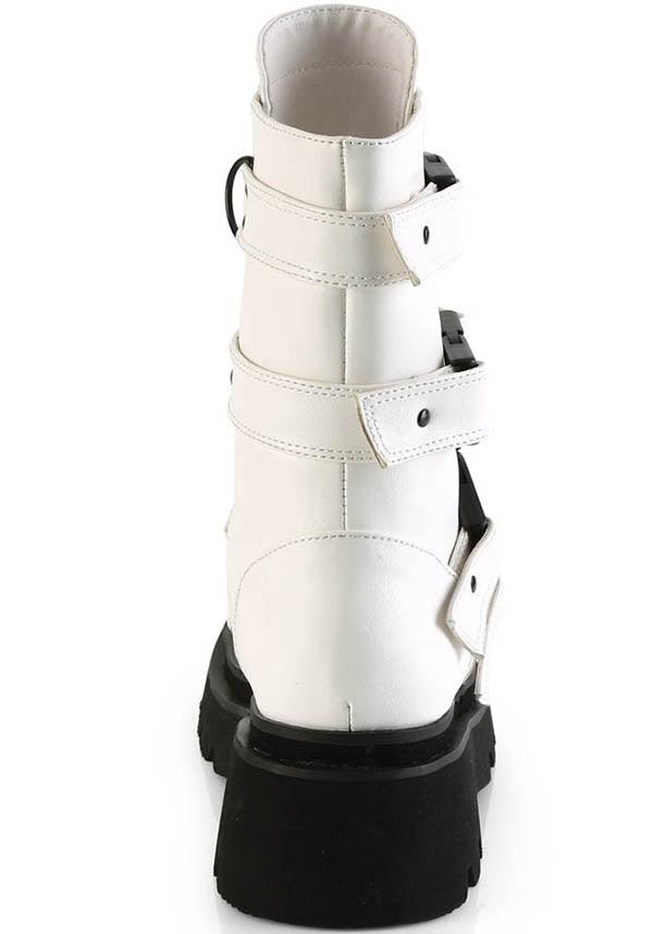 RENEGADE-55 [White] | BOOTS [PREORDER] - Beserk - all, all ladies, boot, boots, boots [preorder], clickfrenzy15-2023, demonia, demonia shoes, discountapp, fp, goth, gothic, labelpreorder, labelvegan, ladies, long boots, mid calf boots, ppo, preorder, shoes, vegan, white