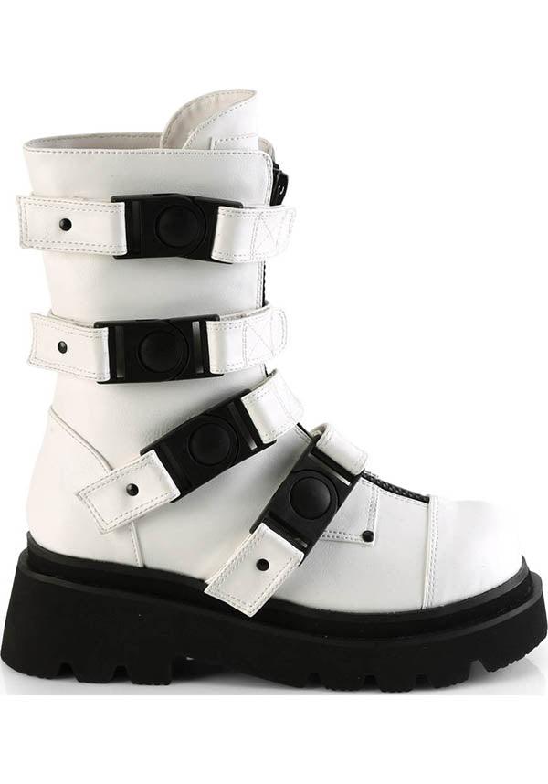 RENEGADE-55 [White] | BOOTS [PREORDER] - Beserk - all, all ladies, boot, boots, boots [preorder], clickfrenzy15-2023, demonia, demonia shoes, discountapp, fp, goth, gothic, labelpreorder, labelvegan, ladies, long boots, mid calf boots, ppo, preorder, shoes, vegan, white