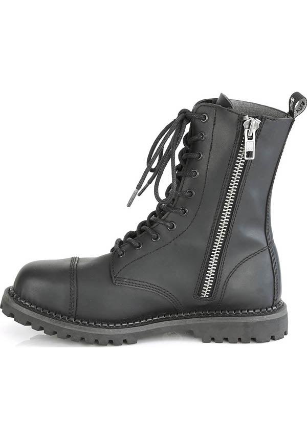 RIOT-10 [Black] | BOOTS [PREORDER] - Beserk - all, black, boots, boots [preorder], clickfrenzy15-2023, demonia, demonia shoes, discountapp, flats, flats [preorder], fp, goth, gothic, labelpreorder, labelvegan, pleaserimageupdated, ppo, preorder, shoes, vegan
