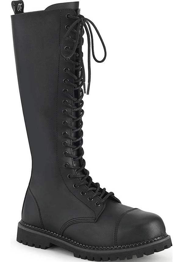 RIOT-20 [Black] | BOOTS [PREORDER] - Beserk - all, black, boots, boots [preorder], clickfrenzy15-2023, demonia, demonia shoes, discountapp, flats, flats [preorder], fp, knee high, labelpreorder, labelvegan, medieval, pleaserimageupdated, ppo, preorder, shoes, vegan