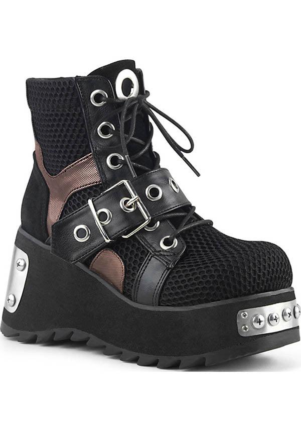 SCENE-53 [Black] | PLATFORM BOOTS [PREORDER] - Beserk - all, black, boots, boots [preorder], clickfrenzy15-2023, demonia, demonia shoes, discountapp, fp, goth, gothic, jun18, labelpreorder, labelvegan, ladies, platforms, platforms [preorder], pleaserimageupdated, ppo, preorder, shoes, vegan