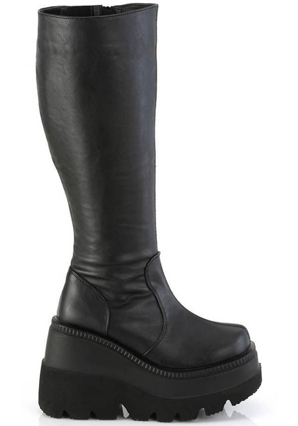 SHAKER-100WC [Black] | WIDE CALF PLATFORM BOOTS [PREORDER] - Beserk - all, black, boots, boots [preorder], clickfrenzy15-2023, discountapp, fp, knee high boots, labelpreorder, labelvegan, long boots, platform boots, platforms, platforms [preorder], ppo, preorder, shoes, vegan