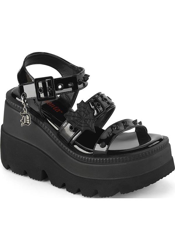 SHAKER-13 [Black Patent] | FLATS [PREORDER] - Beserk - all, black, clickfrenzy15-2023, demonia, demonia shoes, discountapp, fp, googleshopping, goth, gothic, labelpreorder, labelvegan, platforms, platforms [preorder], pool slides and slip ons, ppo, preorder, sandals, shoes, studs, vegan