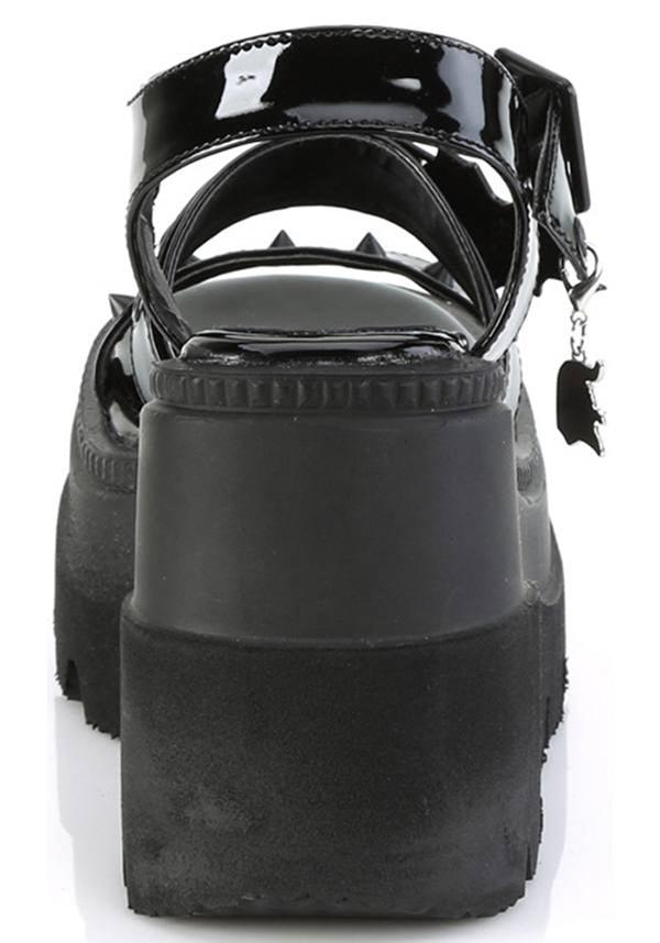 SHAKER-13 [Black Patent] | FLATS [PREORDER] - Beserk - all, black, clickfrenzy15-2023, demonia, demonia shoes, discountapp, fp, googleshopping, goth, gothic, labelpreorder, labelvegan, platforms, platforms [preorder], pool slides and slip ons, ppo, preorder, sandals, shoes, studs, vegan