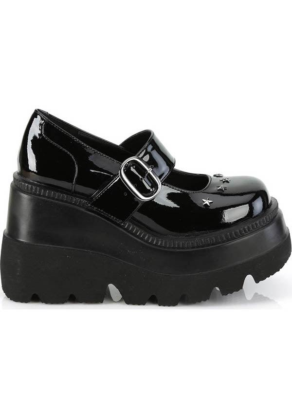 SHAKER-23 [Black Patent] | PLATFORMS [PREORDER] - Beserk - all, black, clickfrenzy15-2023, demonia, demonia shoes, discountapp, fp, goth, gothic, labelpreorder, labelvegan, patent, platforms, platforms [preorder], ppo, preorder, shoes, vegan
