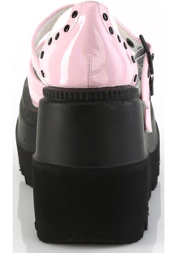 SHAKER-27 [Baby Pink-White Patent] | PLATFORMS [PREORDER] - Beserk - all, clickfrenzy15-2023, colour:pink, demonia, demonia shoes, discountapp, fp, googleshopping, labelpreorder, labelvegan, pastel goth, pastel pink, pink, platform, platforms, platforms [preorder], ppo, preorder, shoes, vegan, wedge, wedges