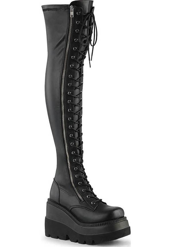 SHAKER-374 [Black] | PLATFORM BOOTS [PREORDER] - Beserk - all, all ladies, black, boot, boots, boots [preorder], clickfrenzy15-2023, discountapp, fp, knee high boots, labelpreorder, labelvegan, lace up, ladies, long boots, platform, platform boots, platforms, platforms [preorder], ppo, preorder, shoes, thigh high boots, vegan