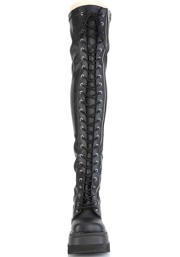 SHAKER-374 [Black] | PLATFORM BOOTS [PREORDER] - Beserk - all, all ladies, black, boot, boots, boots [preorder], clickfrenzy15-2023, discountapp, fp, knee high boots, labelpreorder, labelvegan, lace up, ladies, long boots, platform, platform boots, platforms, platforms [preorder], ppo, preorder, shoes, thigh high boots, vegan