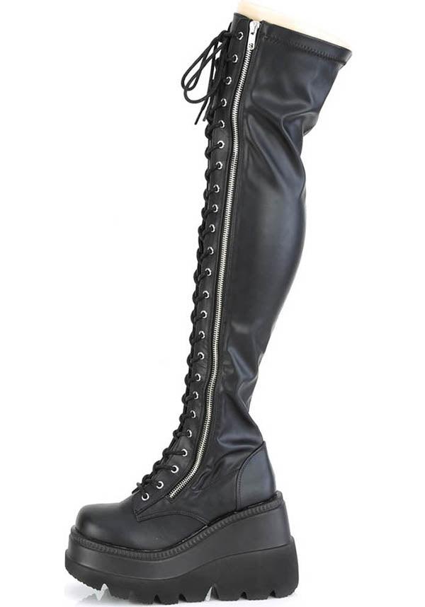 SHAKER-374 [Black] | PLATFORM BOOTS [PREORDER] - Beserk - all, all ladies, black, boot, boots, boots [preorder], clickfrenzy15-2023, discountapp, fp, knee high boots, labelpreorder, labelvegan, lace up, ladies, long boots, platform, platform boots, platforms, platforms [preorder], ppo, preorder, shoes, thigh high boots, vegan