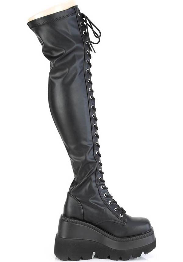SHAKER-374 [Black] | PLATFORM BOOTS [PREORDER] - Beserk - all, all ladies, black, boot, boots, boots [preorder], clickfrenzy15-2023, discountapp, fp, knee high boots, labelpreorder, labelvegan, lace up, ladies, long boots, platform, platform boots, platforms, platforms [preorder], ppo, preorder, shoes, thigh high boots, vegan