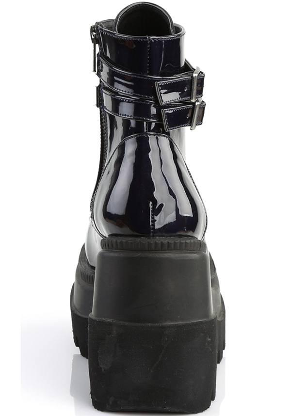 SHAKER-52 [Black Holo] | BOOTS [PREORDER] - Beserk - all, ankle boots, black, boot, boots, boots [preorder], clickfrenzy15-2023, demonia, demonia shoes, discountapp, fp, goth, gothic, halloween, holo, hologram, holographic, labelpreorder, labelvegan, platform, platform boots, platforms, platforms [preorder], ppo, preorder, punk, shiny, shoes, techwear, vegan