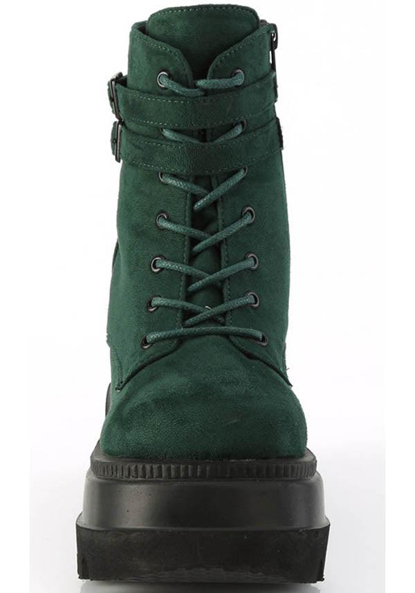 SHAKER-52 [Emerald] | PLATFORM BOOTS [PREORDER] - Beserk - 420sale, all, ankle boots, black, boots, boots [preorder], clickfrenzy15-2023, colour:green, dark green, demonia, demonia shoes, discountapp, emerald green, fp, green, labelpreorder, labelvegan, platform boots, platforms, platforms [preorder], ppo, preorder, shoes, vegan