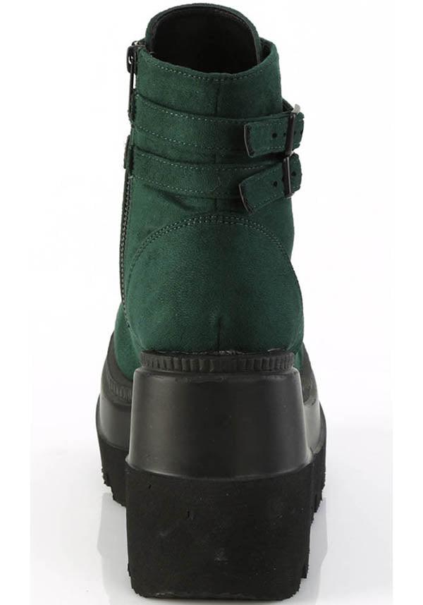 SHAKER-52 [Emerald] | PLATFORM BOOTS [PREORDER] - Beserk - 420sale, all, ankle boots, black, boots, boots [preorder], clickfrenzy15-2023, colour:green, dark green, demonia, demonia shoes, discountapp, emerald green, fp, green, labelpreorder, labelvegan, platform boots, platforms, platforms [preorder], ppo, preorder, shoes, vegan