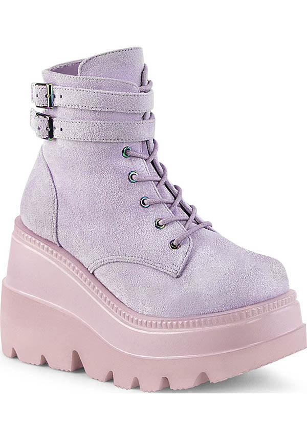 SHAKER-52 [Lavender] | PLATFORM BOOTS [PREORDER] - Beserk - all, boots, boots [preorder], clickfrenzy15-2023, colour:purple, demonia, demonia shoes, discountapp, fp, labelpreorder, labelvegan, light purple, pastel goth, pastel purple, pink, platform boots, platforms, platforms [preorder], ppo, preorder, purple, shoes, vegan