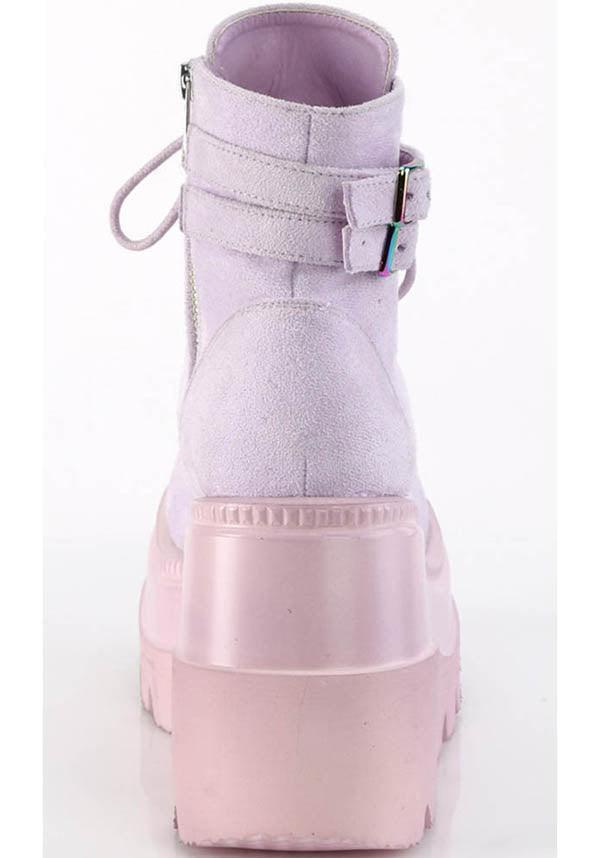 SHAKER-52 [Lavender] | PLATFORM BOOTS [PREORDER] - Beserk - all, boots, boots [preorder], clickfrenzy15-2023, colour:purple, demonia, demonia shoes, discountapp, fp, labelpreorder, labelvegan, light purple, pastel goth, pastel purple, pink, platform boots, platforms, platforms [preorder], ppo, preorder, purple, shoes, vegan