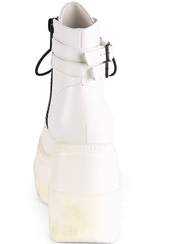 SHAKER-52 [White] | PLATFORM BOOTS [PREORDER] - Beserk - all, boots, boots [preorder], clickfrenzy15-2023, cyber, demonia, demonia shoes, discountapp, fp, jun18, labelpreorder, labelvegan, pastel goth, platforms, platforms [preorder], pleaserimageupdated, ppo, preorder, pricematched, shoes, vegan, white