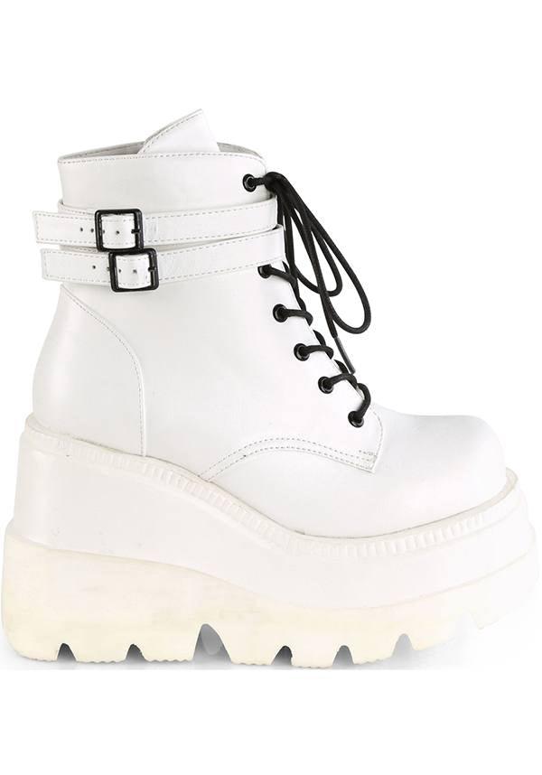 SHAKER-52 [White] | PLATFORM BOOTS [PREORDER] - Beserk - all, boots, boots [preorder], clickfrenzy15-2023, cyber, demonia, demonia shoes, discountapp, fp, jun18, labelpreorder, labelvegan, pastel goth, platforms, platforms [preorder], pleaserimageupdated, ppo, preorder, pricematched, shoes, vegan, white