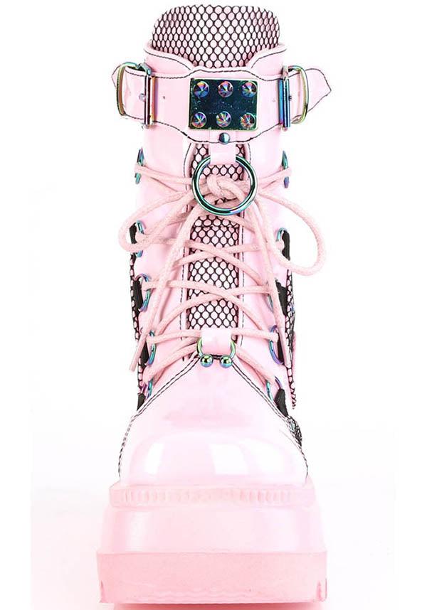 SHAKER-60 [Pink Holo] | BOOTS [PREORDER] - Beserk - all, ankle boots, boot, boots, boots [preorder], clickfrenzy15-2023, demonia, demonia shoes, discountapp, egirleboy, fp, harajuku, holo, hologram, holographic, kawaii, labelpreorder, labelvegan, pastel goth, pink, platform, platforms, platforms [preorder], pleaserimageupdated, ppo, preorder, shoes, vegan